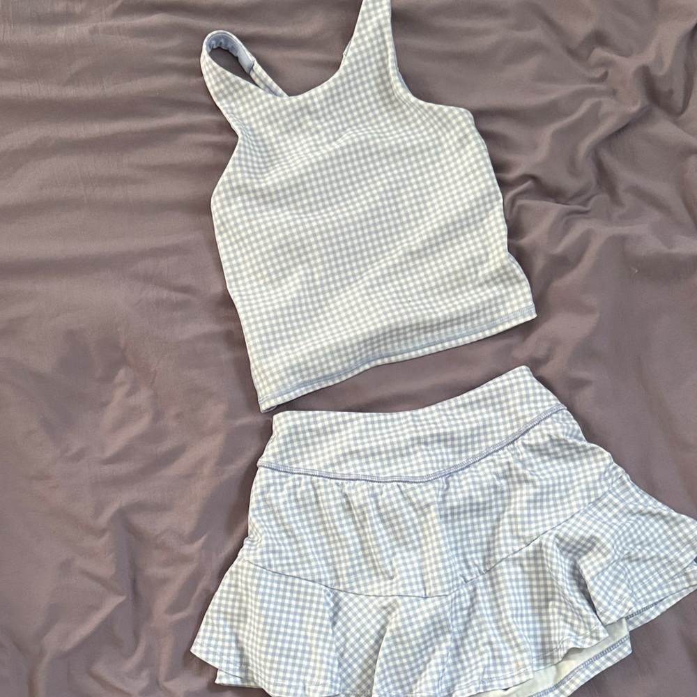 all in motion Light Blue and White Gingham Set